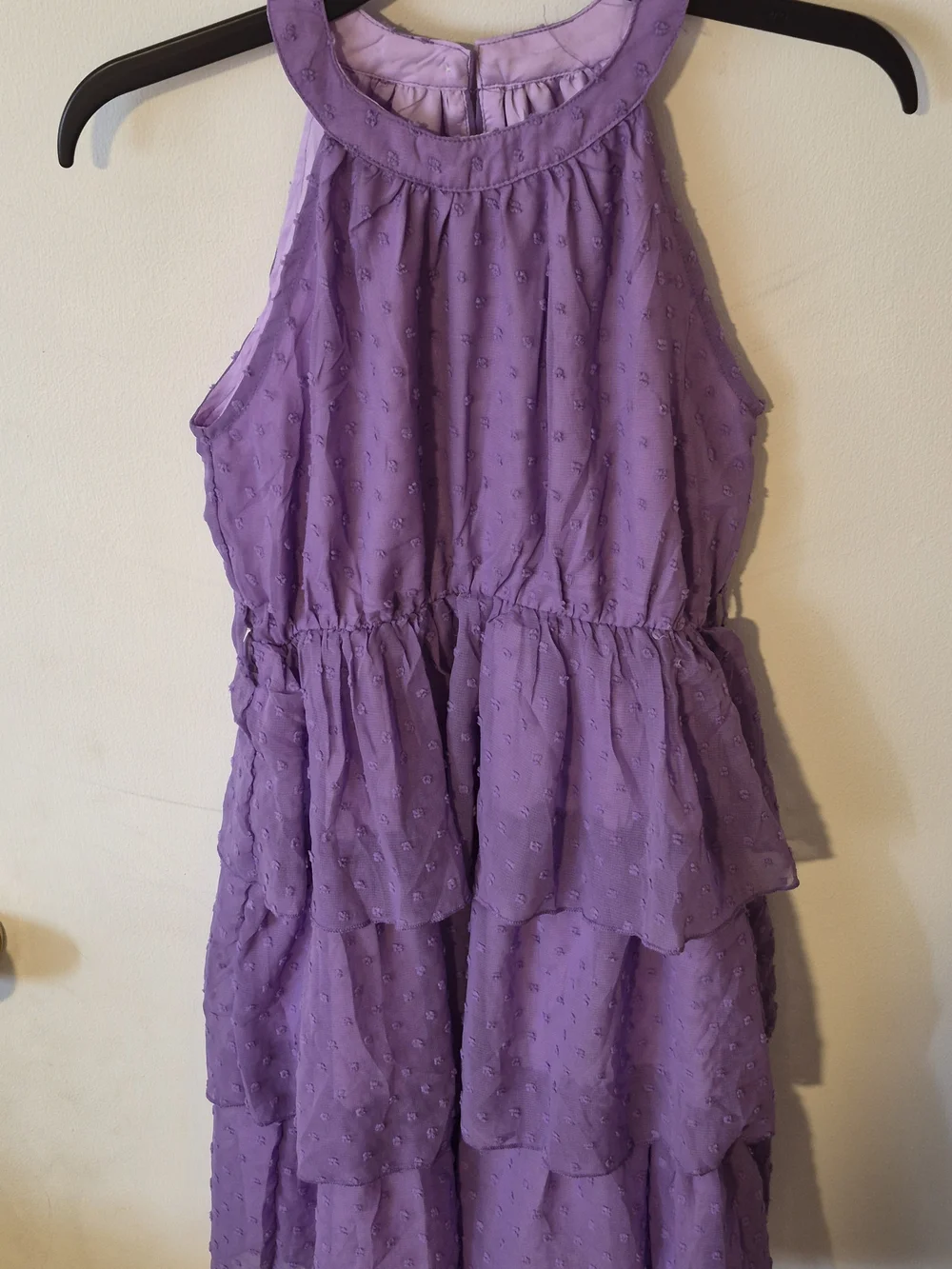 (Size 9 Girls) Lavender Tiered Halter Dress for Kids
